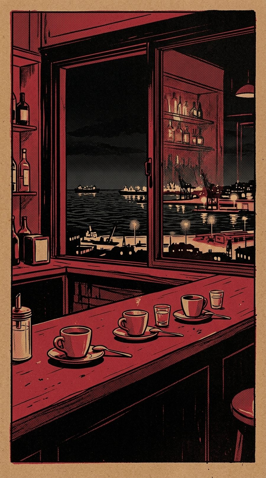 Copertina disegnata per Il barista francese